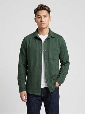 NEW 01.Algo Twill Commuter Overshirt Shacket Forest Green Med